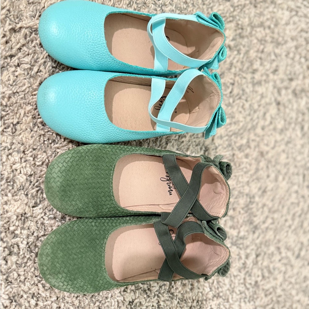Kids Ballet Flats in Blue and Green